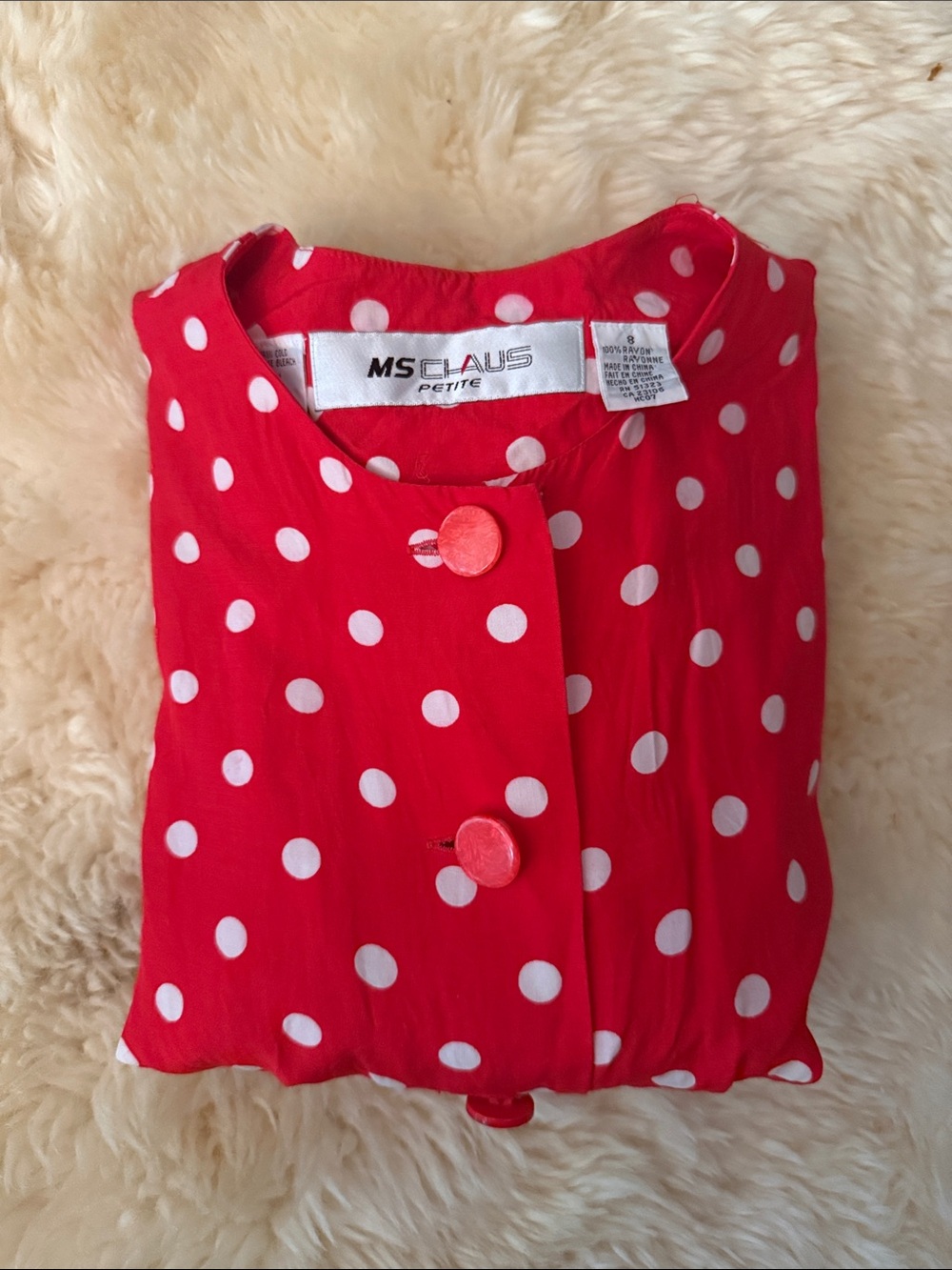 Ms chaus Red Polka Dot 80s vintage midi dress